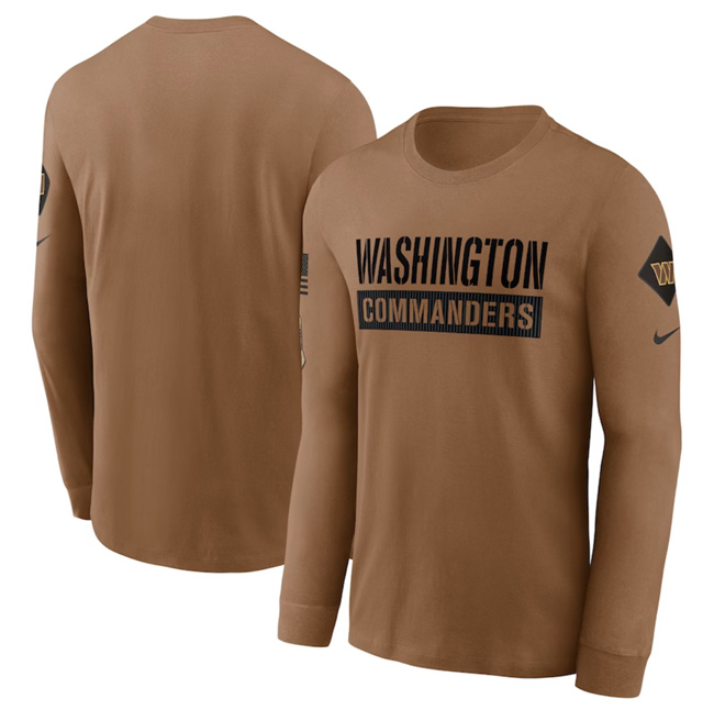 Men's Washington Commanders 2023 Brown Salute To Service Long Sleeve T-Shirt - Click Image to Close